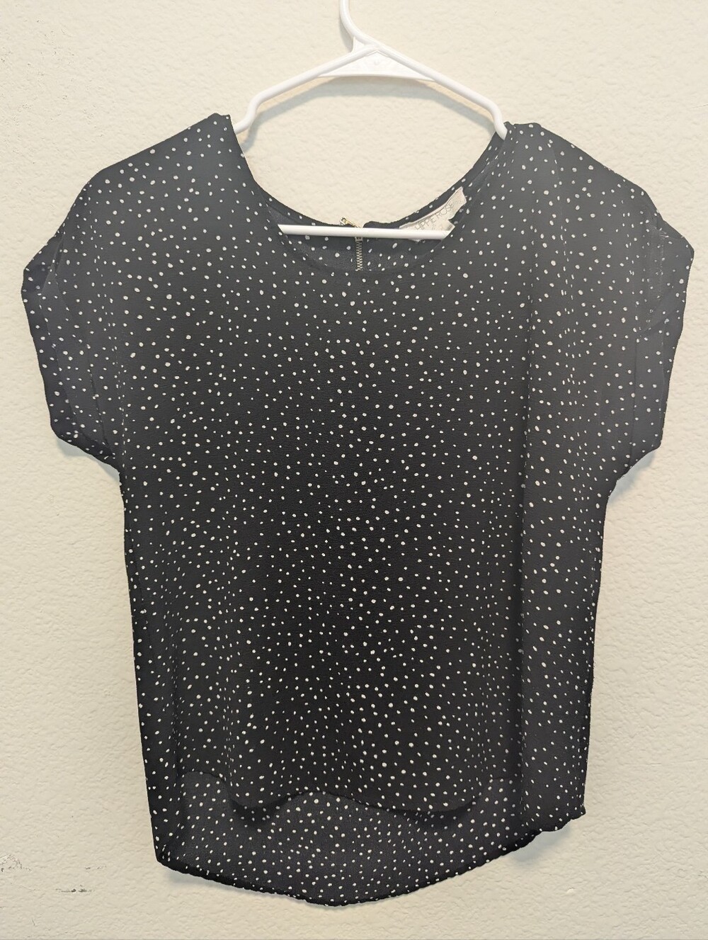 Hippie Rose Black Blouse with White Polka Dots